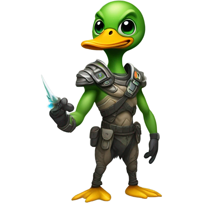 Alien fighting duck emoji