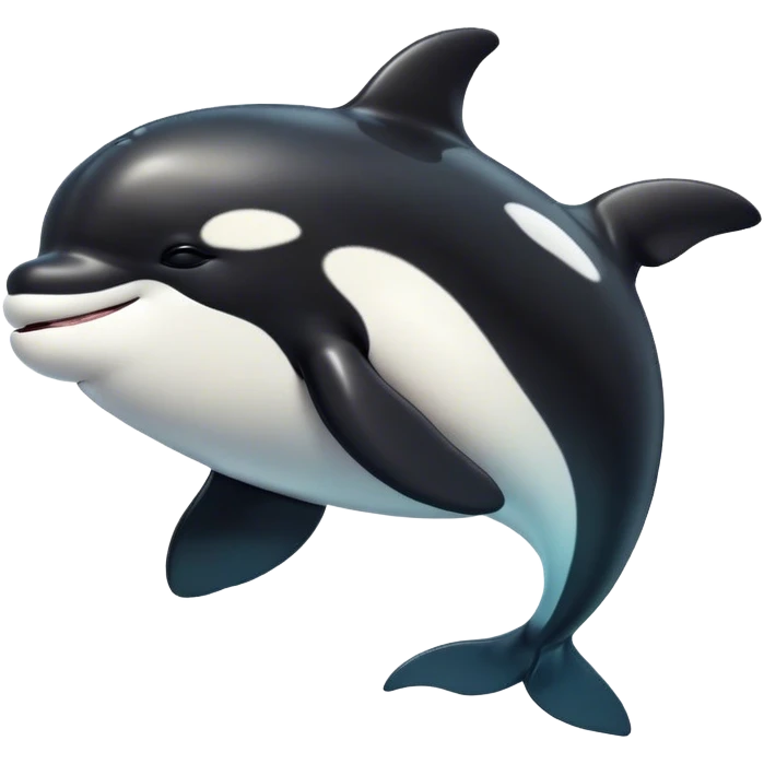 Meme-Worthy Cute Sleeping orca Portrait Emoji, Head resting peacefully with a contented smile, showcasing a smooth black-and-white body with gently drooping fins and eyes softly closed in serene slumber, Simplified yet adorably endearing features, highly detailed, glowing with a soft, drowsy deep-sea light, high shine, relaxed and utterly lovable, stylized with an air of playful oceanic laziness, soft glowing outline, capturing the essence of a sleeping orca that feels destined to become the next viral icon of adorable marine rest! emoji