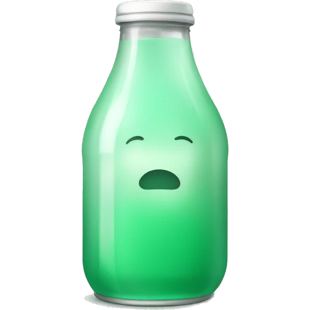 Mint green soda in bottle no face emoji