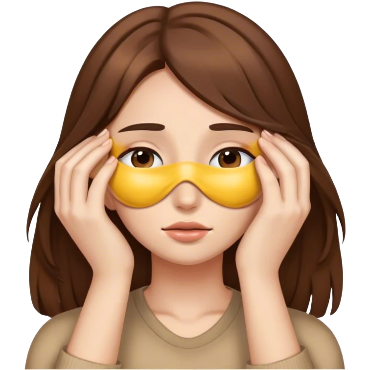 girl covering her eyes brown hair emoji