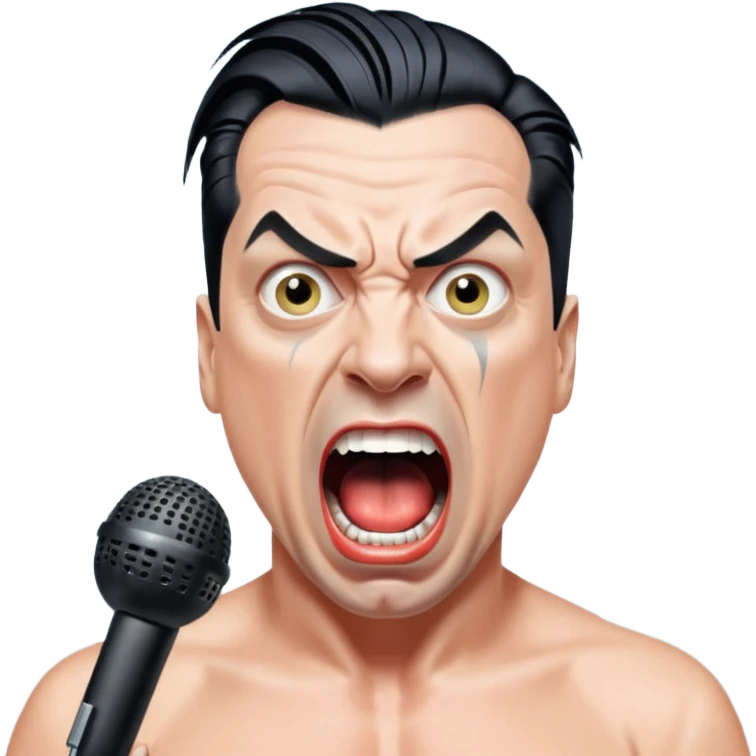 till lindemann, metal musician, screaming with mirophone emoji