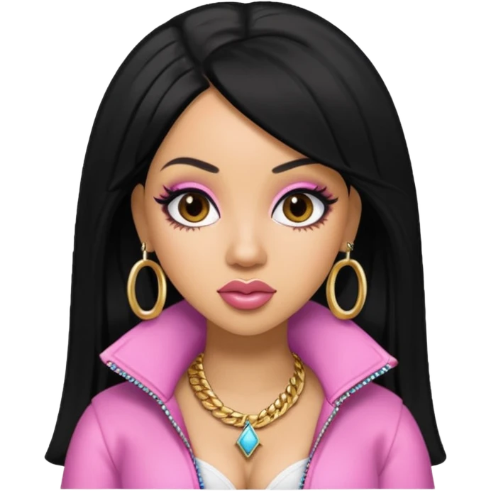 cardi b, pretty bratz baddie, black hair emoji