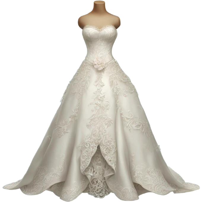 Hyper Realistic ornate and detailed Whimsical Wedding dress displays emoji