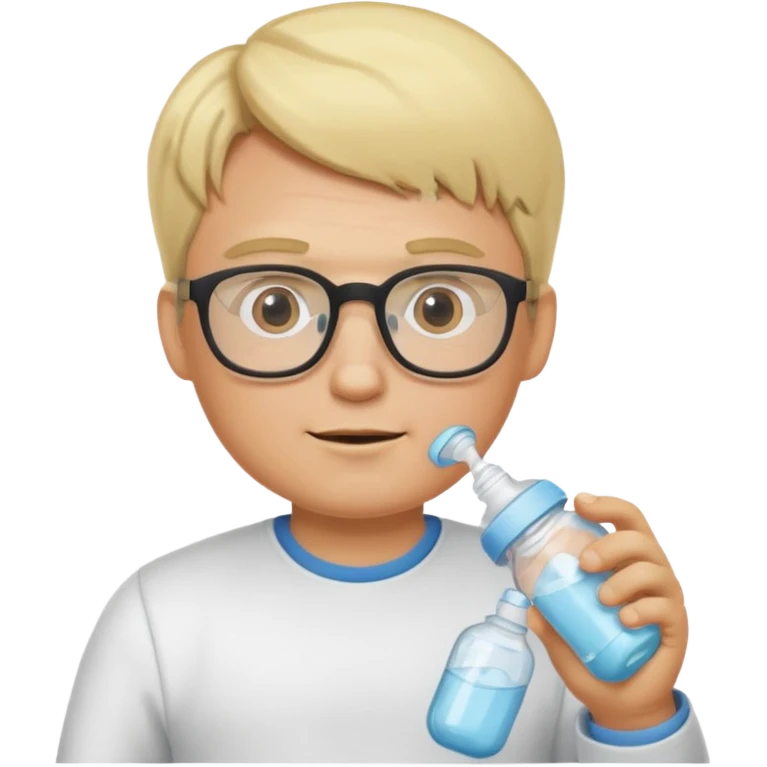 blonde man with glasses with baby bottle emoji