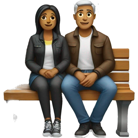 A couple sitting on a bench emoji