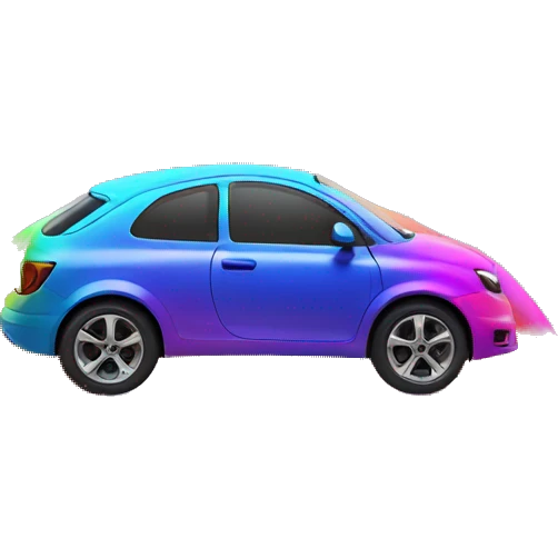 rainbow car on a neon rainbow  emoji
