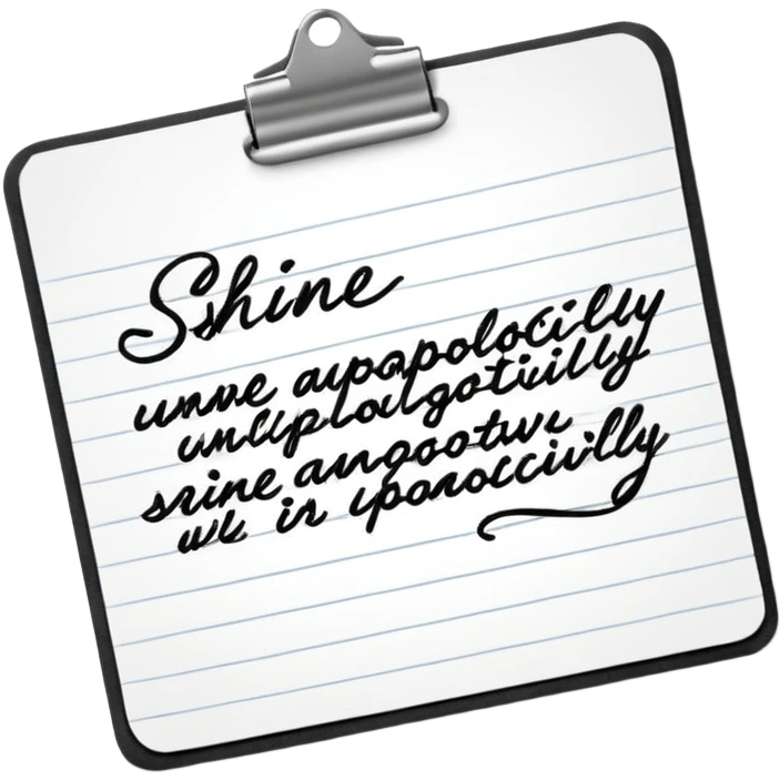 handwritten note "shine unapologetically" elegant style emoji
