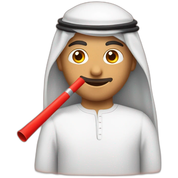 Un arabe avec un tube rouge dans la main  emoji