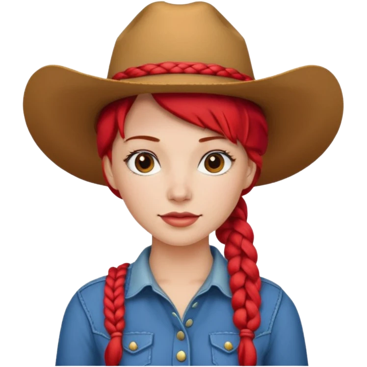 cowboy in a female version with a red braid emoji