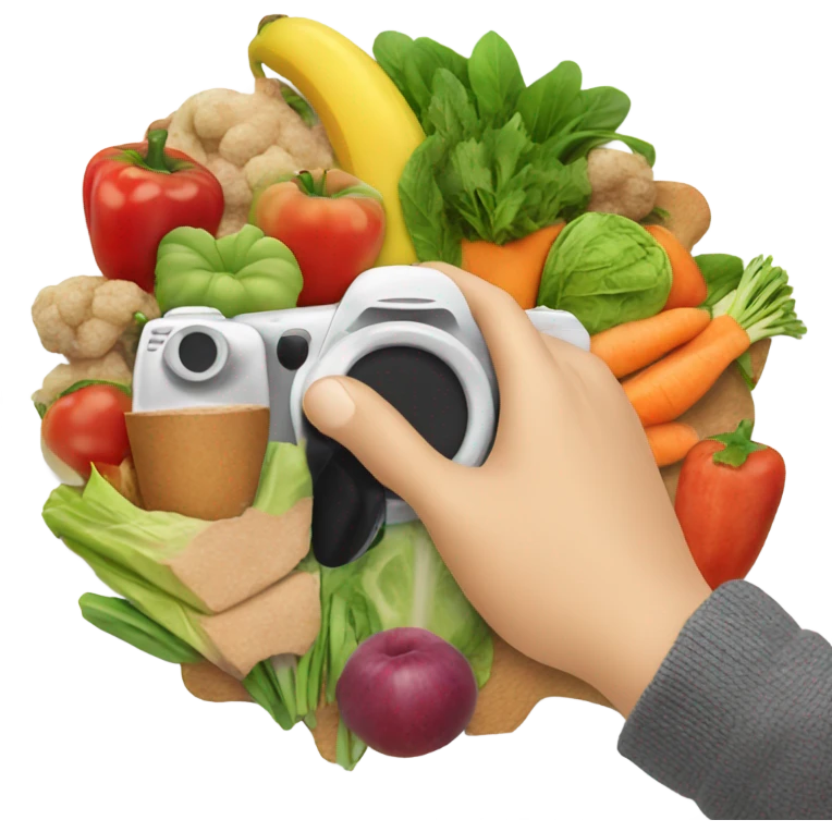 hand taking picture of healthy food emoji