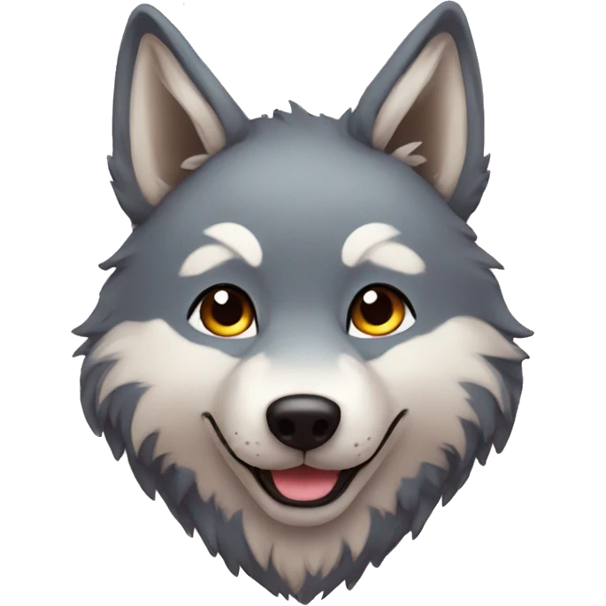 a kawaii wolf with butterflies emoji