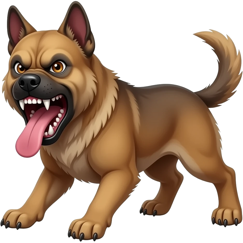 Angry rabid vicious attacking drooling demonic devil mongrel dog emoji