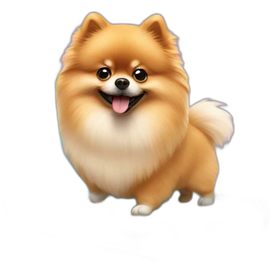 A Pomeranian, who goes down a slide emoji