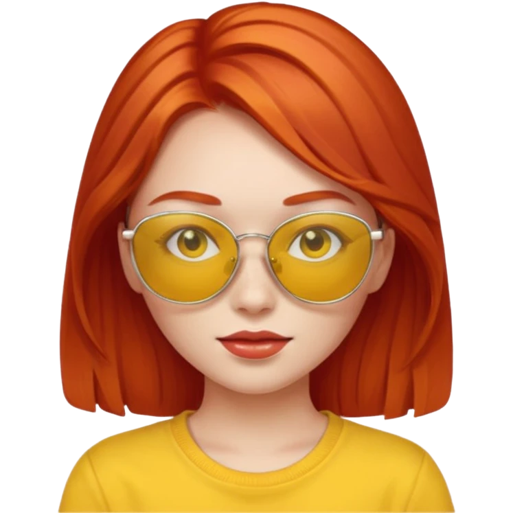 red head girl with yellow sunglasses emoji