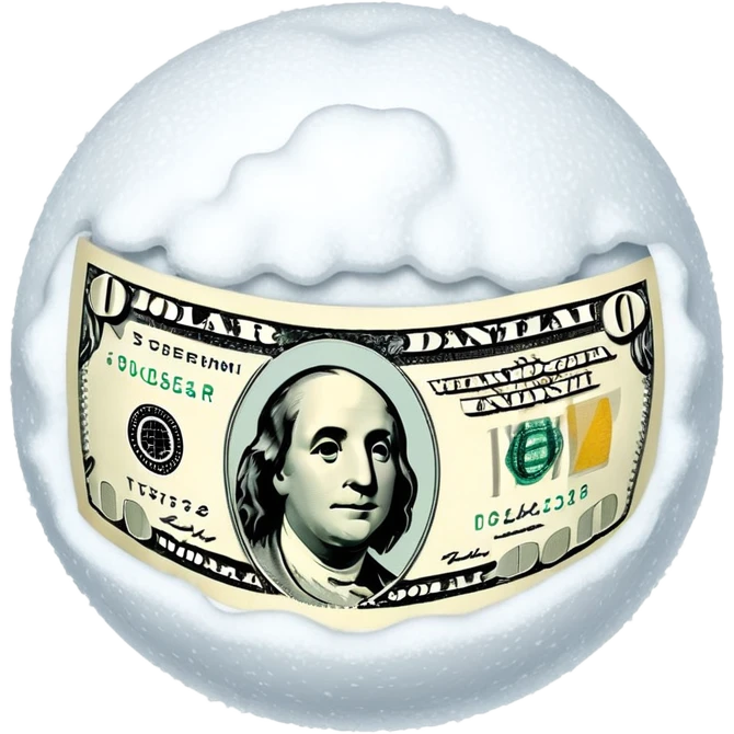 Snow ball with dollar bills  emoji