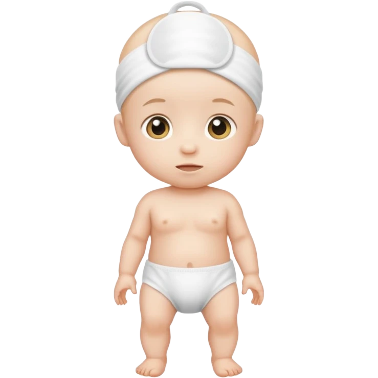 baby standing with support wearing a white diaper emoji