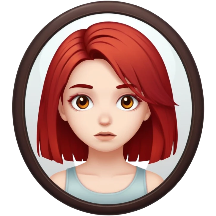 girl with bad hair dye brown eyes and pale skin looking in the mirror emoji