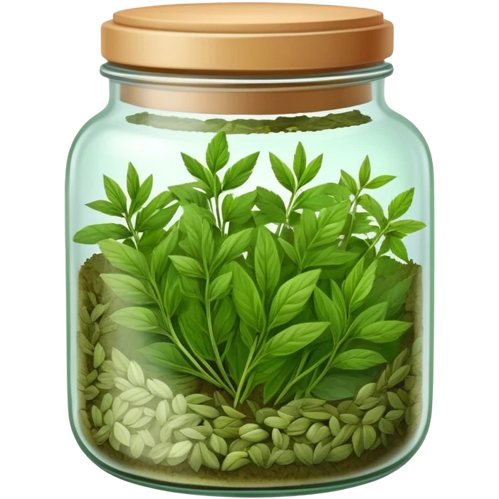 jar of green dried mixed herbs for cooking emoji