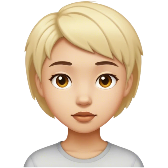 realistic portrait of girl with boys hair  emoji