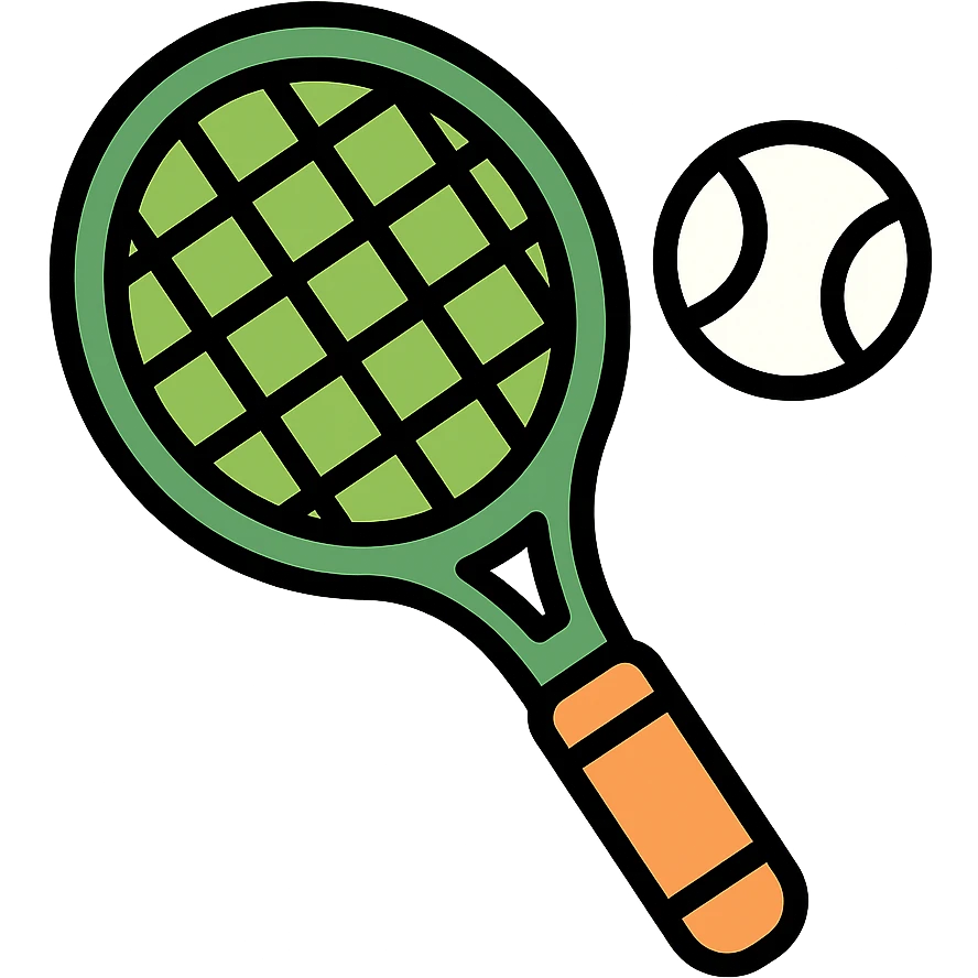 tennis racket, color icon style, simple and clear, green and white color palette emoji