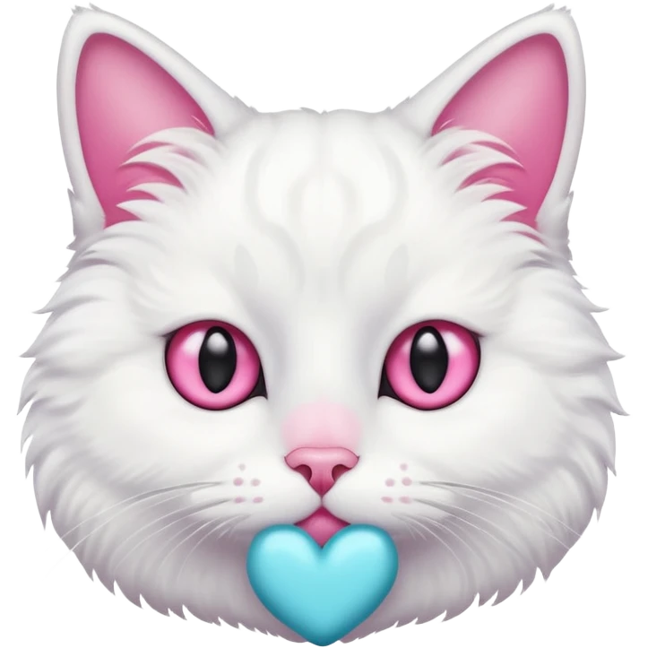 gatito blanco con ojos de enamorado emoji