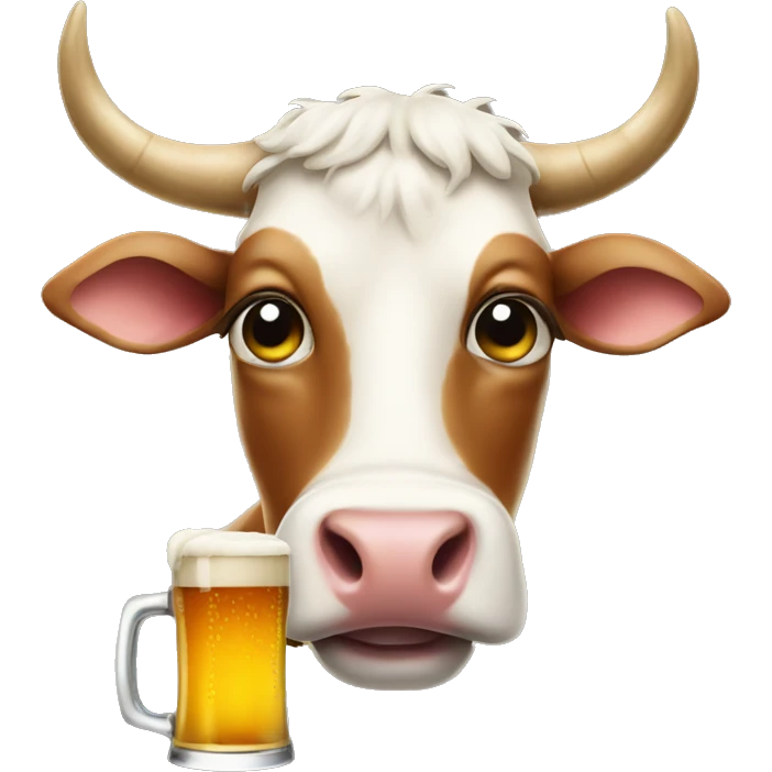 A cow drinking a beer  emoji