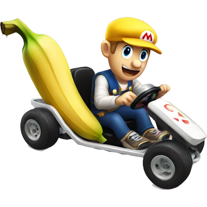 Banana driving a kart from Mario kart emoji