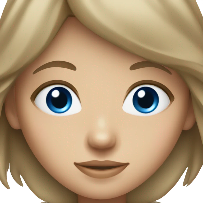 Girl with light brown hair and blue eyes and bangs  emoji