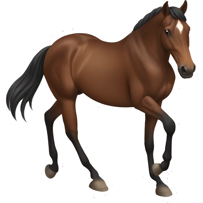 Brown horse with black man and tail running ￼ emoji