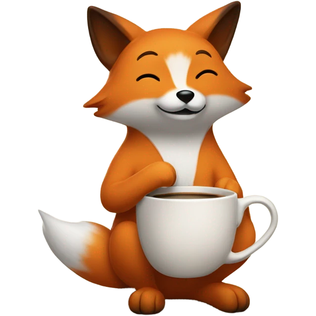 Shibi fox holding coffee emoji