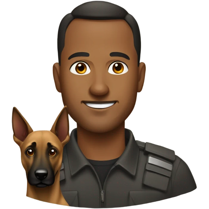 man with Belgian Malinois  emoji