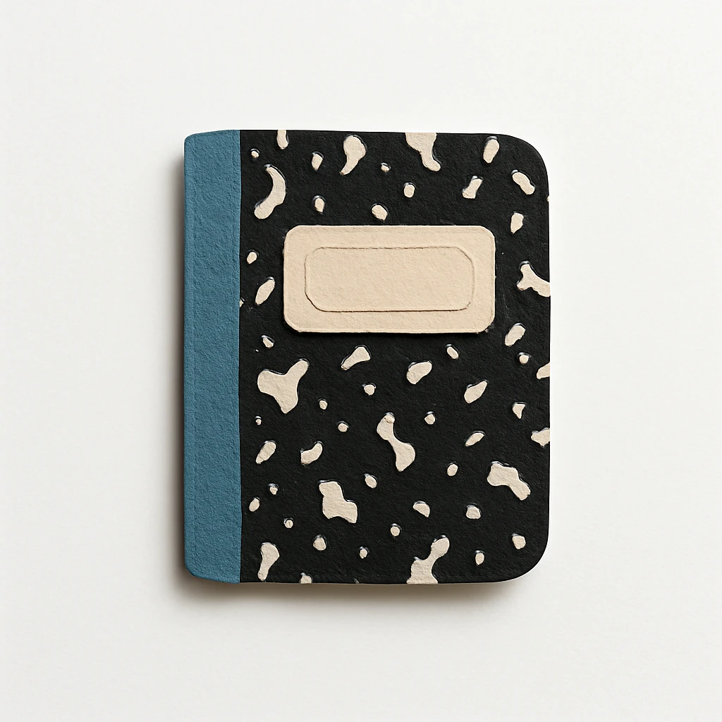 black and white marbled composition notebook emoji