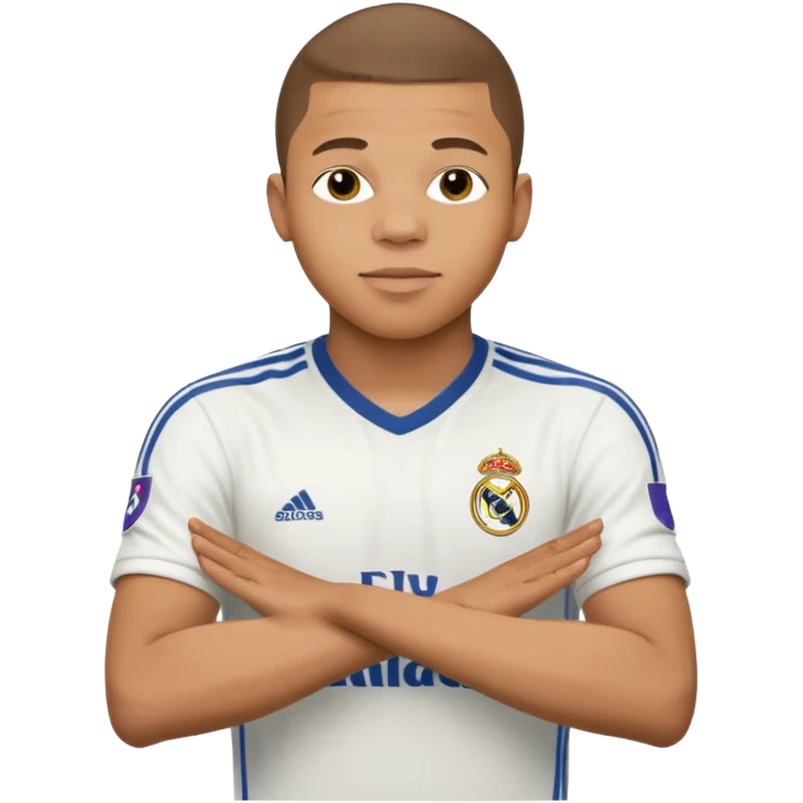 Mbappe hands crossed celebration for Real Madrid emoji