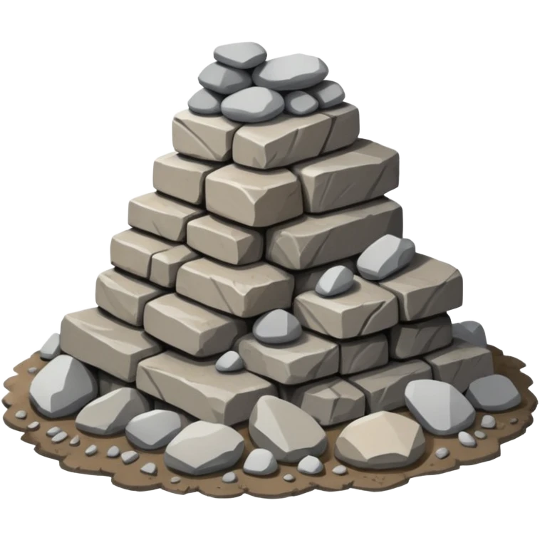 construction site with a pile of stones forming the base of a building emoji