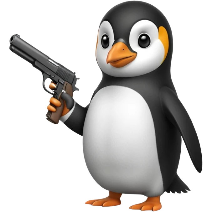 Penguin with a gun emoji