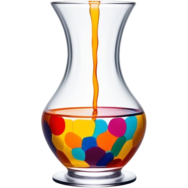 Glass painting icon, hand-painted colorful patterns on a glass surface, visible fine paintbrush and glass object like a vase or decorative plate, bright vibrant colors, no finished artwork, just the painting process, minimalistic style, clean lines, transparent background. emoji