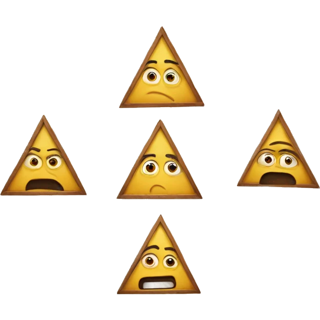 Family of triangles with mad face  emoji