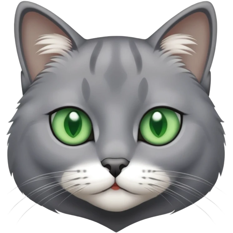 a gray cat with green eyes and a white patch of fur emoji