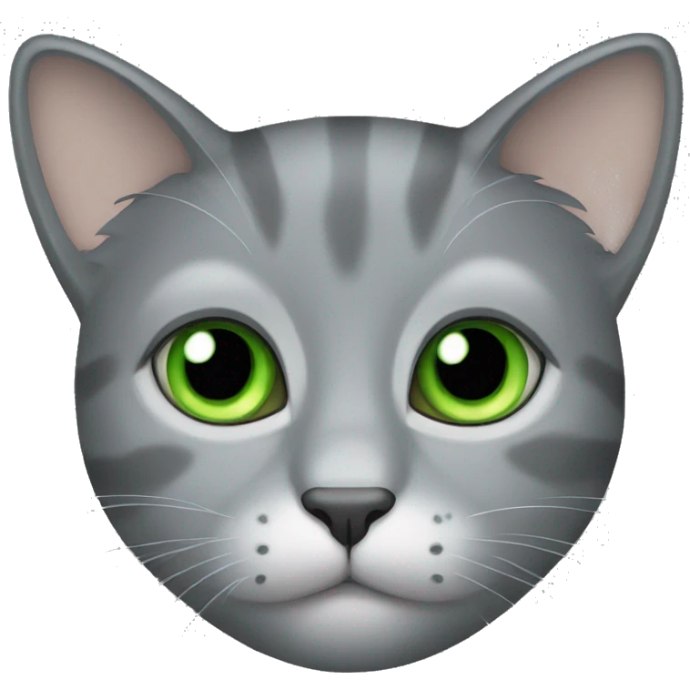 Grey cat with green eyes emoji