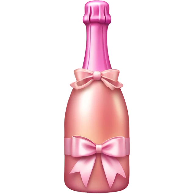 Pink champagne bottle with pink champagne with bow emoji