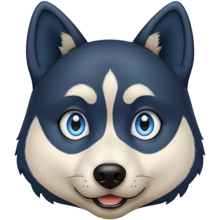Dark black Husky with blue eyes with a very confused look on his face emoji