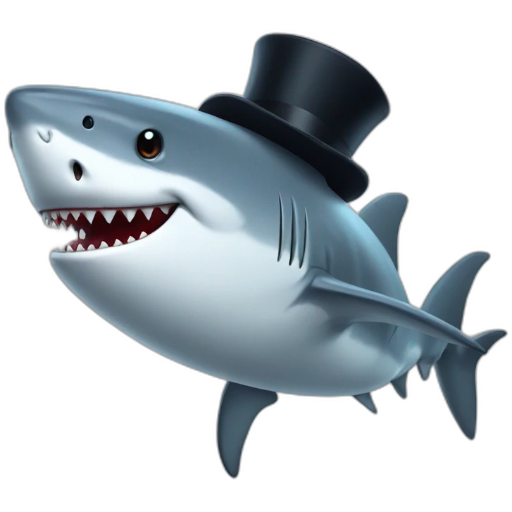 Shark with a top hat emoji