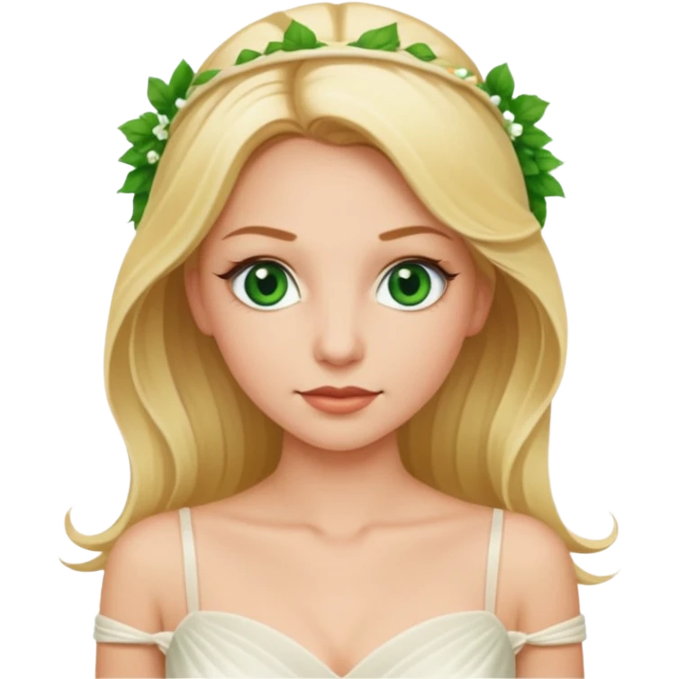 blonde haired green eyed bride in ivory gown with spaghetti straps emoji