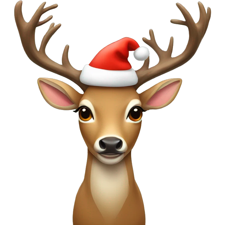Deer wearing Xmas hat emoji