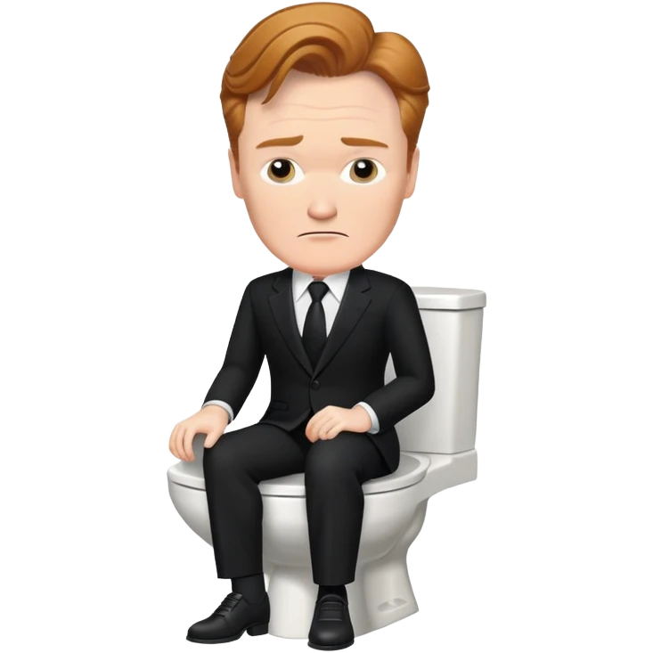 conan obrien in a black suit sitting on a toilet emoji