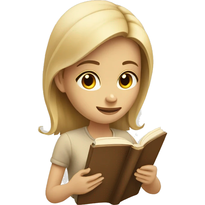 Girl reading a book. In beige tones  emoji