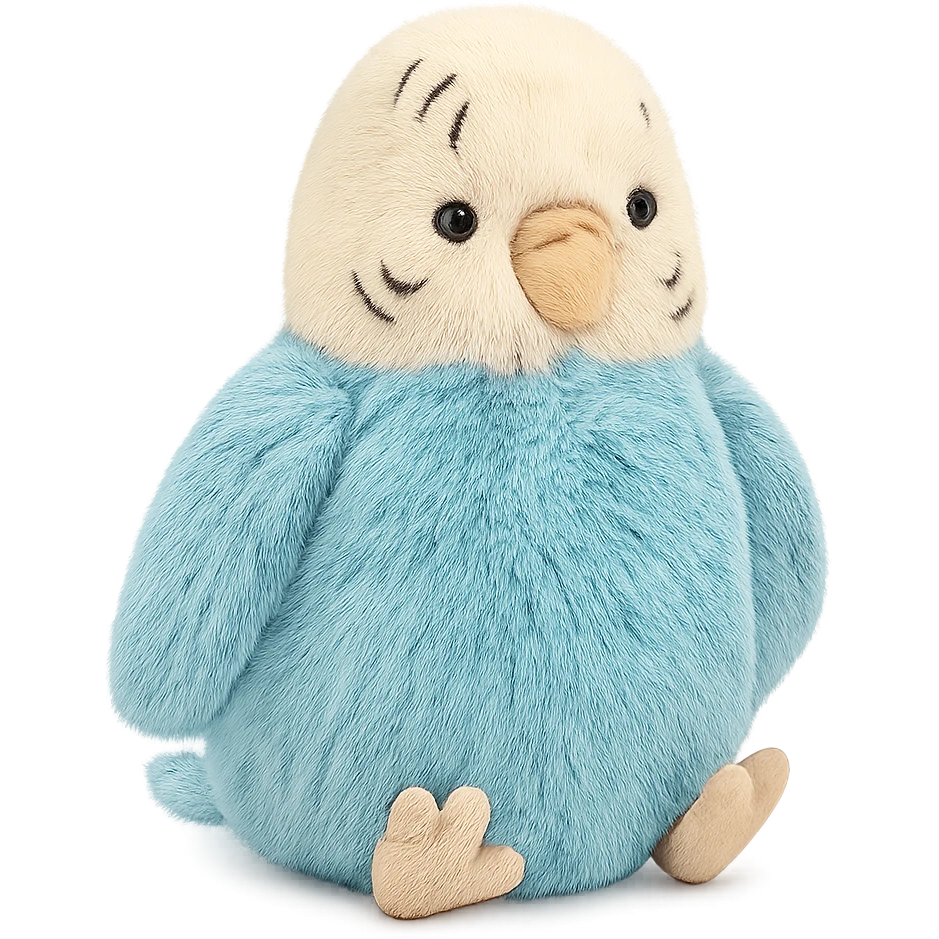 cute sky blue budgie jellycat plushie emoji
