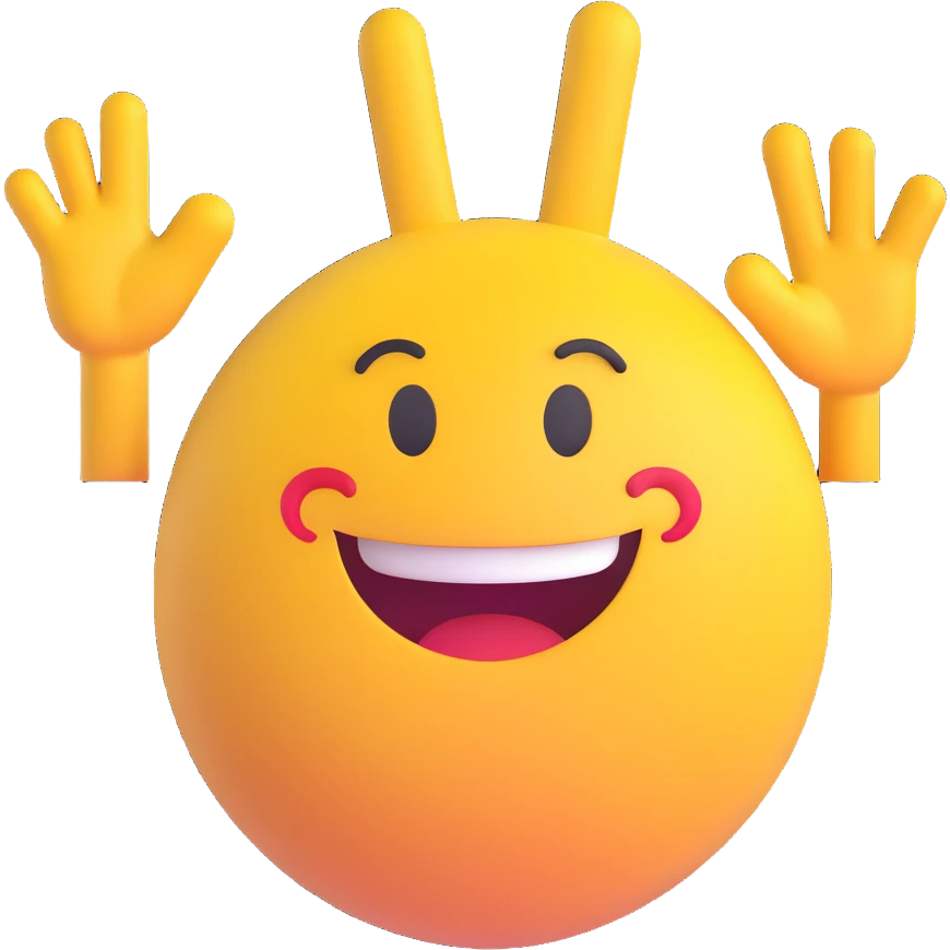 3D smiley emoji, round shape, waving hand, with the text "sziaa" emoji