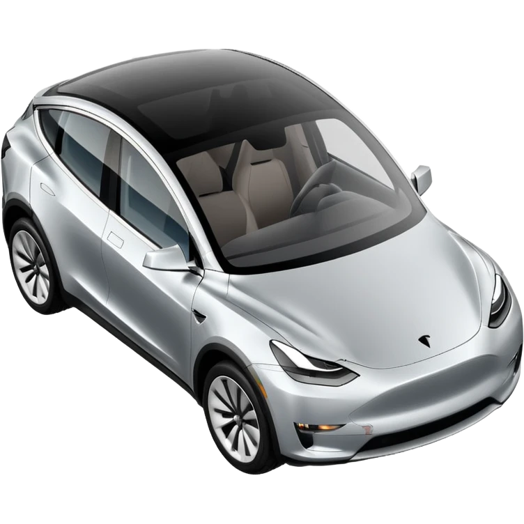 A Tesla Model Y parallel parking in front of a store, from above emoji