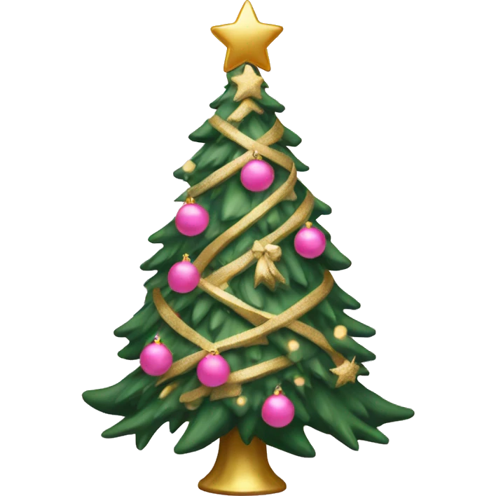 Pink Christmas tree gold emoji